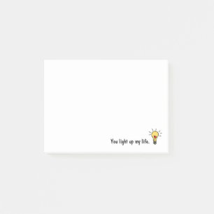Notas Post-it® Bombilla de luz de corazón suave