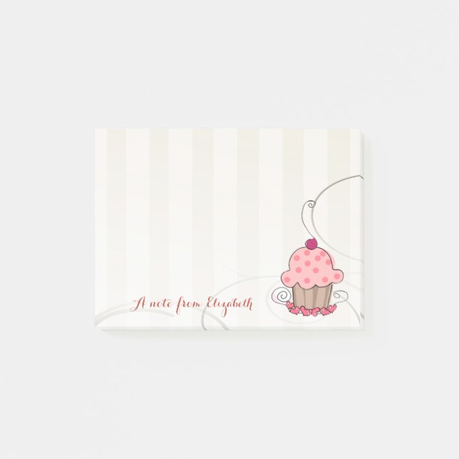 Notas Post-it® Bonita Girly Elegante, Cupcake (Anverso)