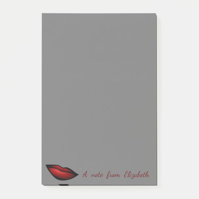 Notas Post-it® Bonita Girly Elegante, Labios Rojos (Anverso)