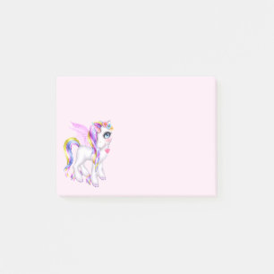 Notas Post-it® Bonita unicornio con barro arco iris y cola