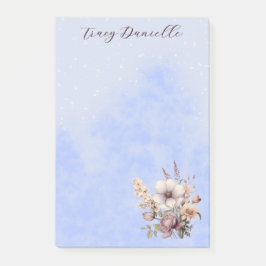 Notas Post-it® Bonito azul pastel Personalizado floral