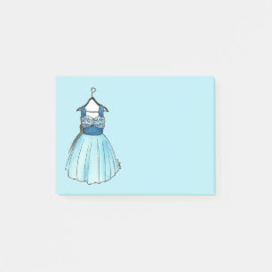 Notas Post-it® Bonito Azul Vintage Vrom Vestido Moda Publicar su