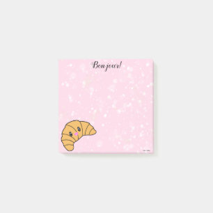 Notas Post-it® Bonito croissant de azúcar rosa París Kawaii