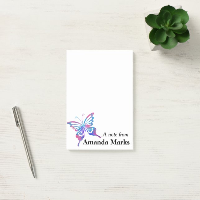 Notas Post-it® Bonito de mariposa celeste personalizada (Oficina)