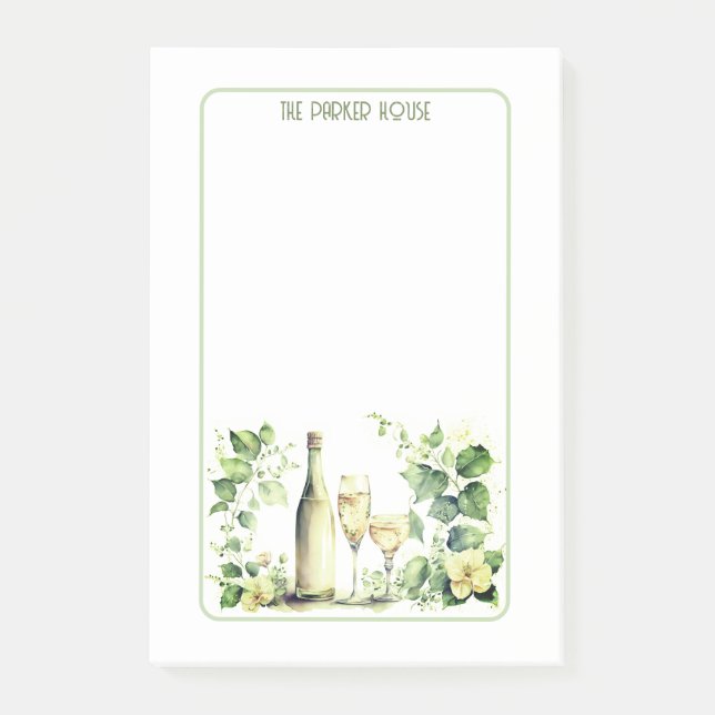 Notas Post-it® Bonito Entorno De Vino Con Flores (Anverso)