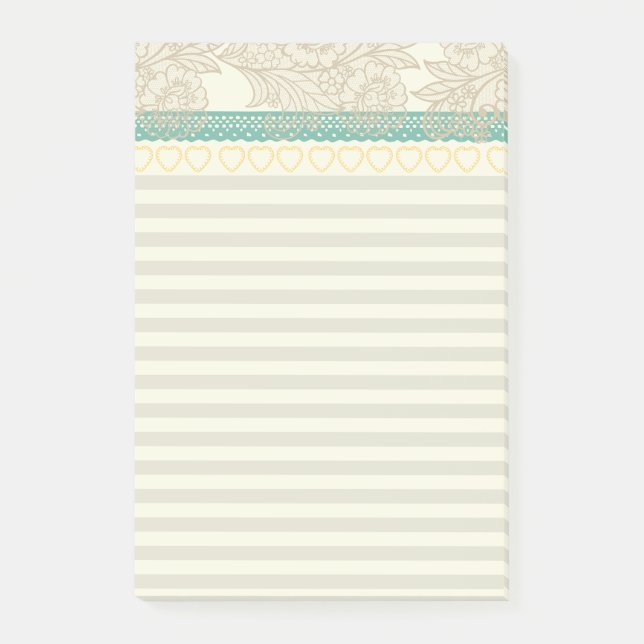 Notas Post-it® Bonito femenina muy pastel encaje y rayas Retro (Anverso)