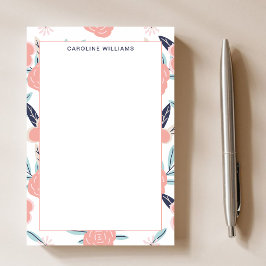 Notas Post-it® Bonito Girly Cute Flores Rosa Nombre Floral