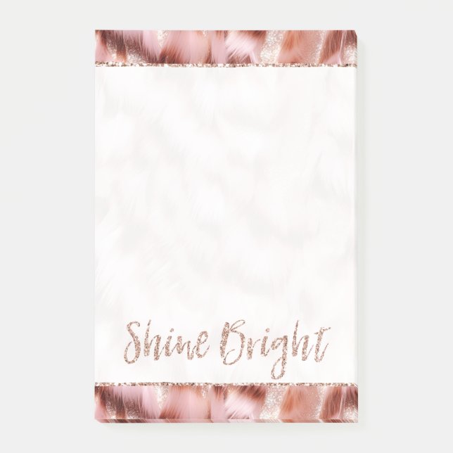 Notas Post-it® Bonito Girly Rosa Oro Zebra Purpurina Brillante Br (Anverso)
