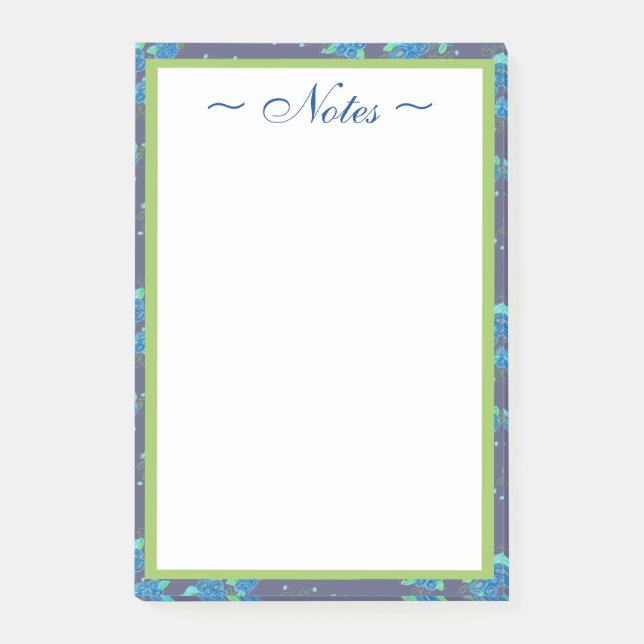 Notas Post-it® Bonito Little Denim Blue Flowered Post-It Notes (Anverso)