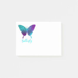 Notas Post-it® Bonito Mariposa Verde azulada Morado Gráfico de Om