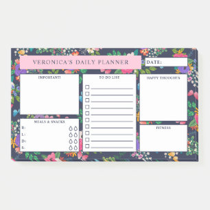 Notas Post-it® Bonito Planner diario de patrón floral azul oscuro