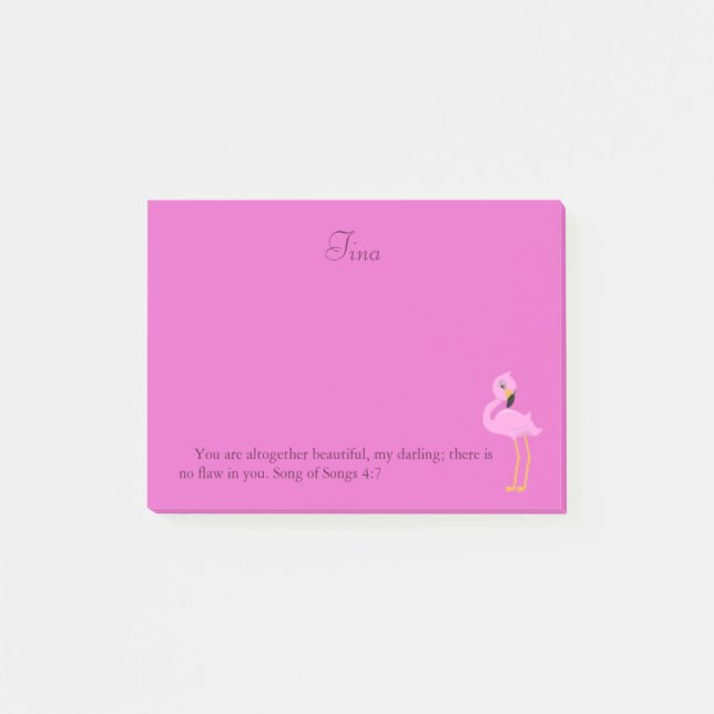 Notas Post-it® Bonito rosa Flamingo Biblia Verso (Anverso)