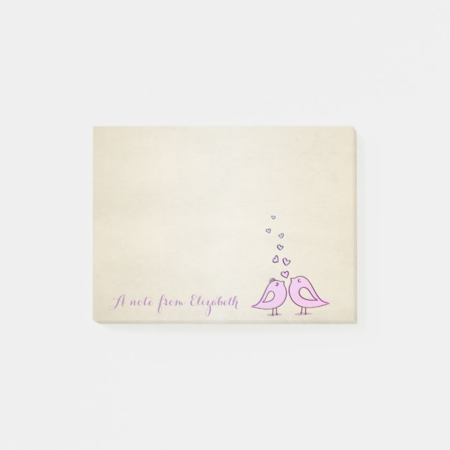Notas Post-it® Bonito Y Elegante, Aves Enamoradas (Anverso)