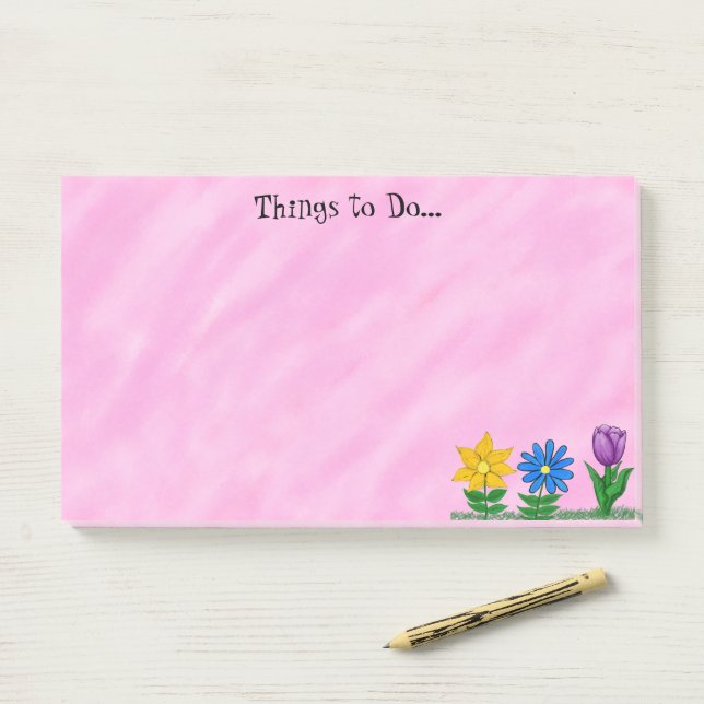 Notas Post-it® Bonitos Florals Publicación personalizada de rosad (En escritorio)