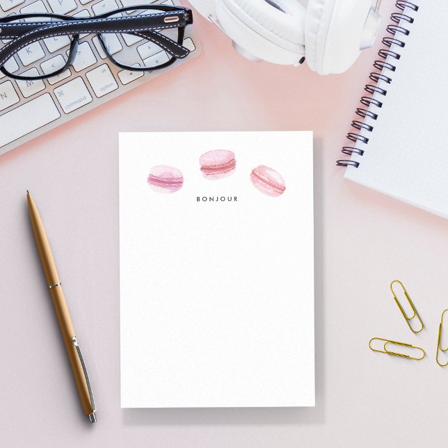 Notas Post-it® Bonjour | Macarones rosa acuarela (Subido por el creador)
