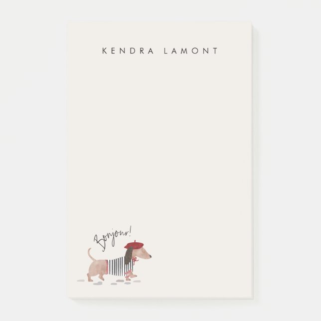 Notas Post-it® Bonjour Pup (Anverso)