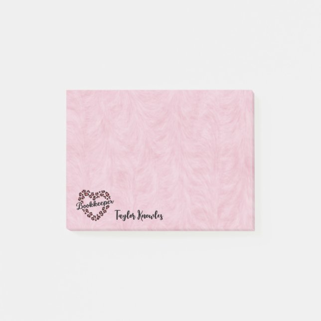 Notas Post-it® Bookkeeper Leopard Heart Frame Pink 4"x3" (Anverso)