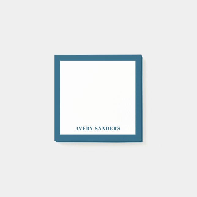 Notas Post-it® Borde Azul Simple Moderno Nombre (Anverso)