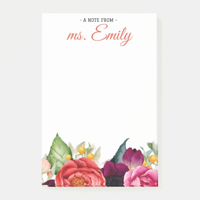 Notas Post-it® Borde de acuarela azul Boho personalizado (Anverso)