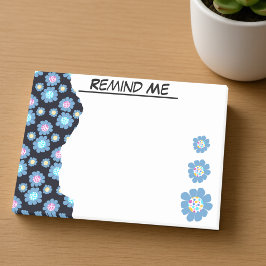 Notas Post-it® Borde de Flor Azul y Negro