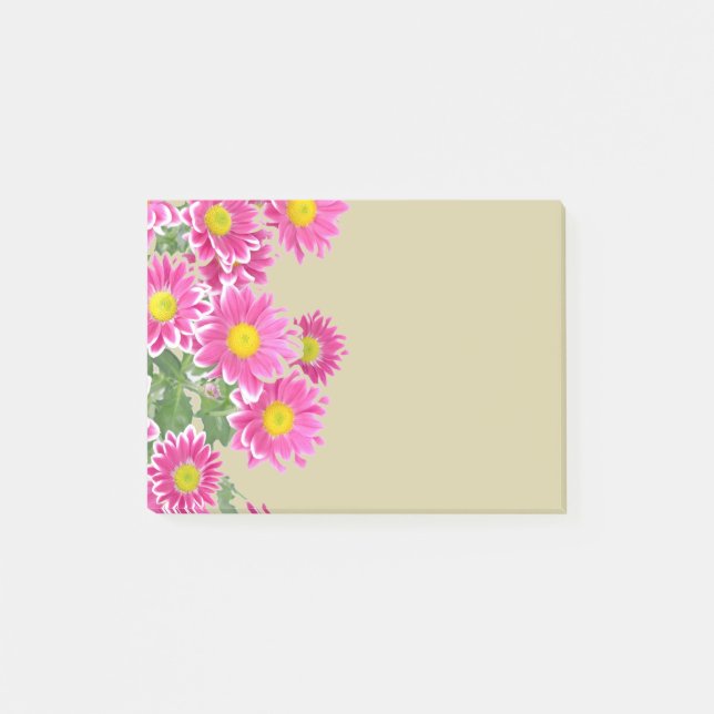 Notas Post-it® Borde de flores de margarita rosada recién hecho (Anverso)