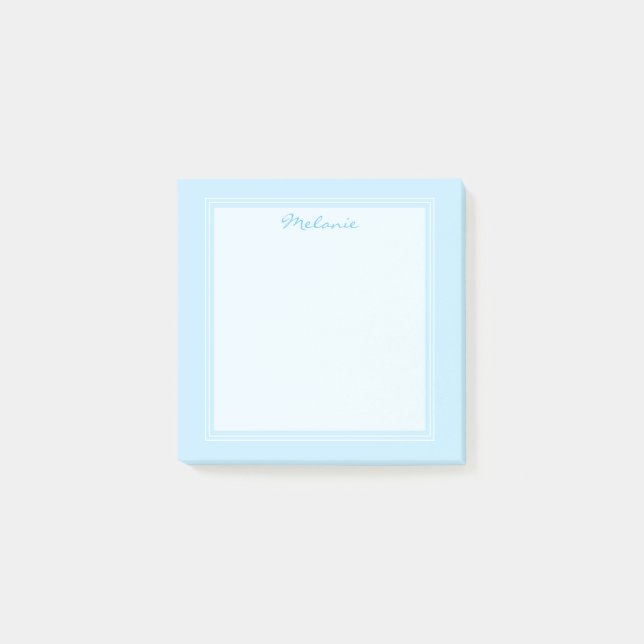 Notas Post-it® Borde de guión blanco azul claro moderno (Anverso)