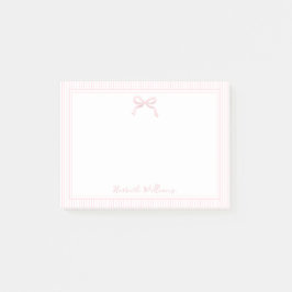 Notas Post-it® Borde de lazo rosa claro y rayas lindas