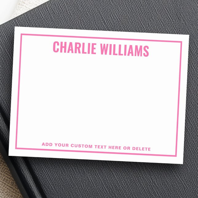 Notas Post-it® Borde de nombre rosa brillante moderno (Modern bright pink name border post-it notes)