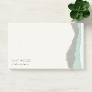 Notas Post-it® Borde de ondulado de ola de la montaña Pastel Aqua