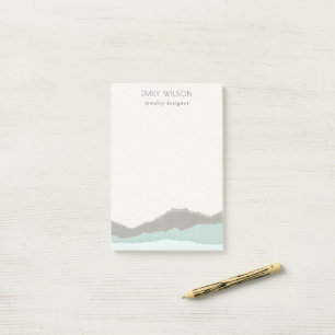 Notas Post-it® Borde de ondulado de ola de la montaña Pastel Aqua