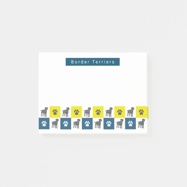 Notas Post-it® Borde de Perro Territorial y Líneas de Cuadrícula  (Anverso)