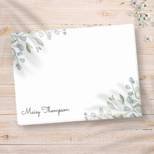 Notas Post-it® Borde de Verdor Floral Monograma Nombre
