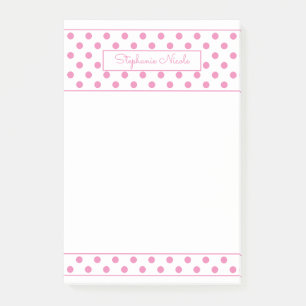 Notas Post-it® Borde delado simple de punto de polka rosa persona