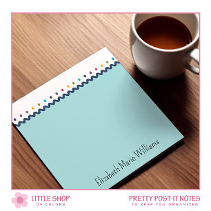 Notas Post-it® Borde Escalonado de Lunares de Arcoíris Personaliz