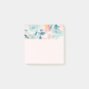 Notas Post-it® Borde floral rosa y verde
