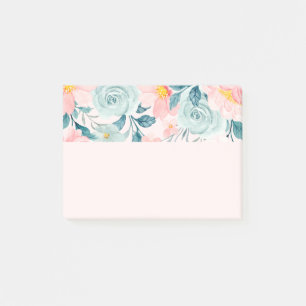 Notas Post-it® Borde floral rosa y verde