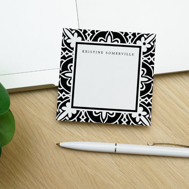 Notas Post-it® Borde marroquí blanco y negro | Personalizado (Subido por el creador)
