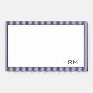 Notas Post-it® Borde rayado negro púrpura Pastel   Monograma