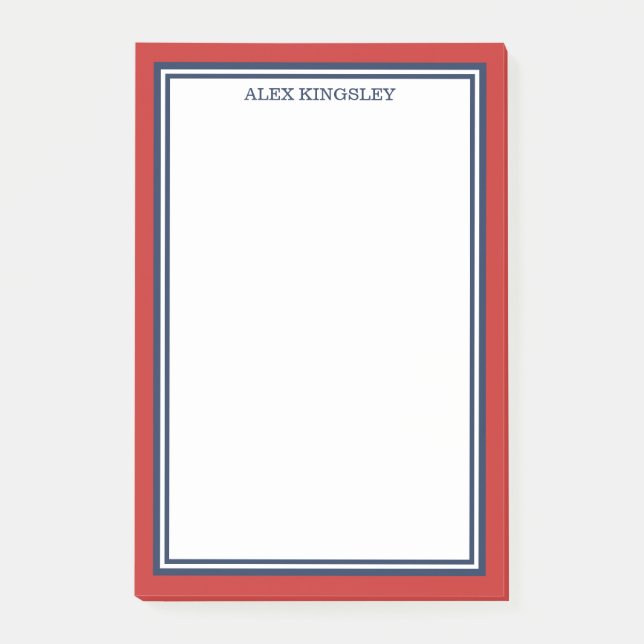 Notas Post-it® Borde Rojo Azul Agrega Tu Nombre (Anverso)