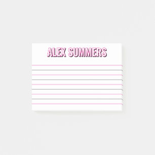 Notas Post-it® Borde rosado de las letras del bloque de sombras n