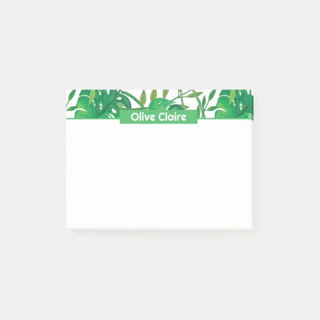 Notas Post-it® Borde Tropical Personalizado (Anverso)