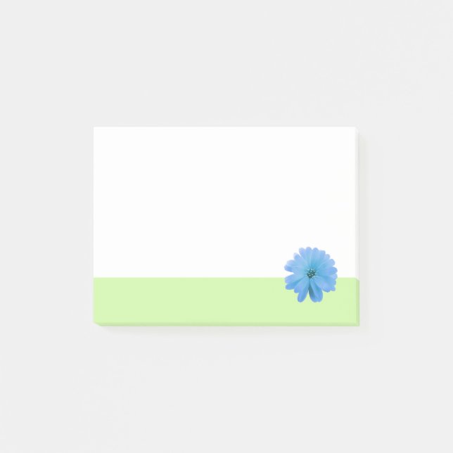 Notas Post-it® Borde verde de flores azules (Anverso)