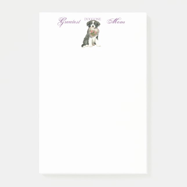 Notas Post-it® Border Collie Heart Mom (Anverso)