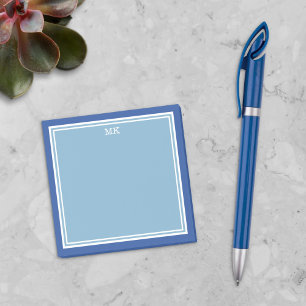 Notas Post-it® Bordes blancos azules monogramados
