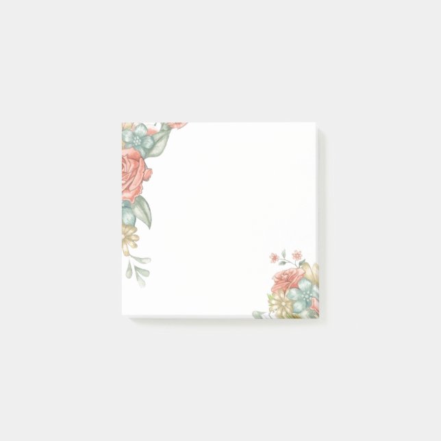 Notas Post-it® Bordes florales de acuarela (Anverso)