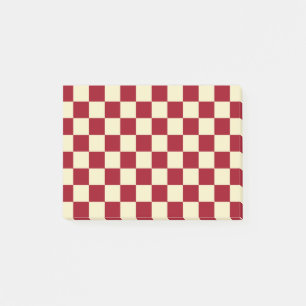 Notas Post-it® Borgoña y crema a cuadros
