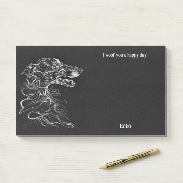 Notas Post-it® Borzoi Abstract Art Dog Name (En escritorio)