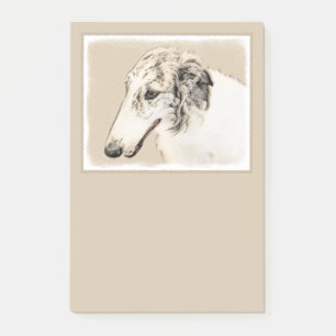 Notas Post-it® Borzoi (Brindle plateado) Pintura original de arte