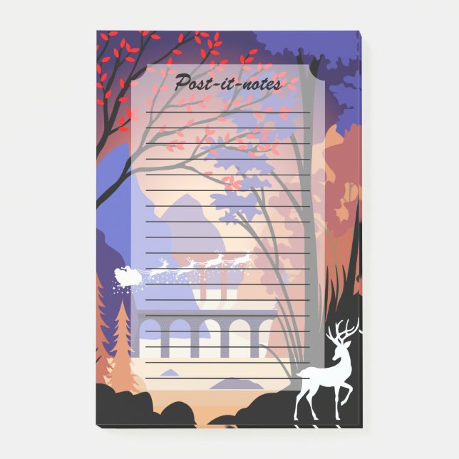 Notas Post-it® Bosque Crepuscular Navidad Trineo de Santa (Anverso)