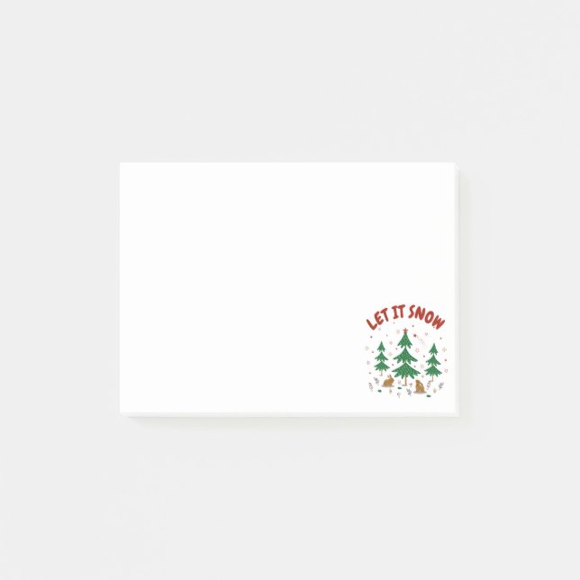 Notas Post-it® Bosque de Navidad estrellado con conejos (Anverso)